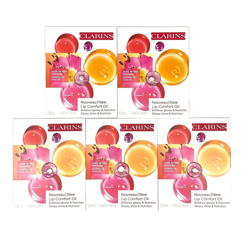 Clarins Lip Comfort Öl # 02 Himbeere gekrempelt Probe 0,25 ml/0,008 oz Menge 5
