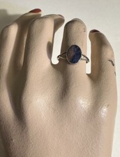 925 Sterling Silver Sodalite  Oval Cabachon Ring Size 7