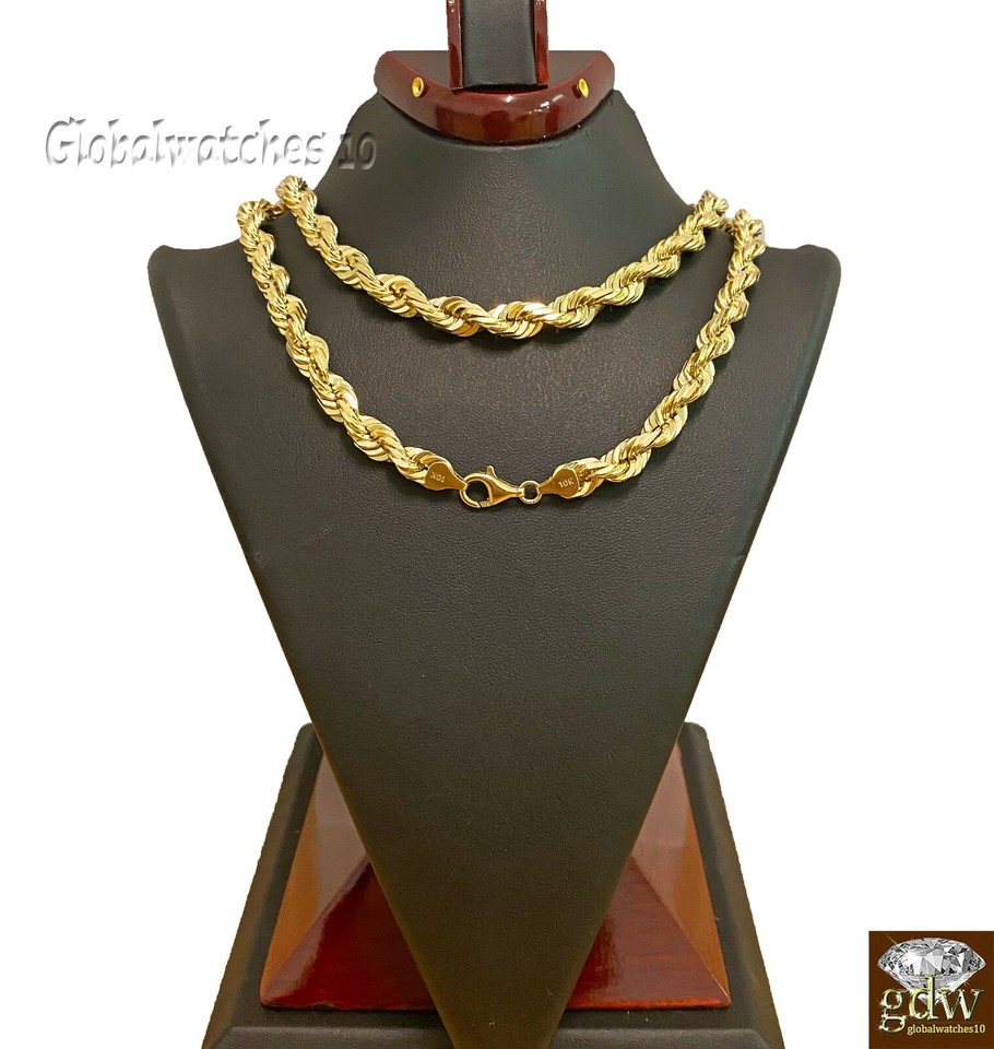 Real 10k SOLID Gold Rope Chain For Men 26 Inch 8mm On Sale Free ...
