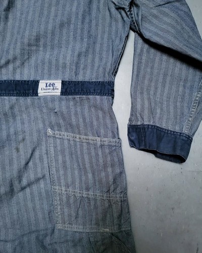 Vtg 50s LEE JEANS Denim Coveralls Two Tone Indigo Workwear Selvedge Indigo - Picture 7 of 10