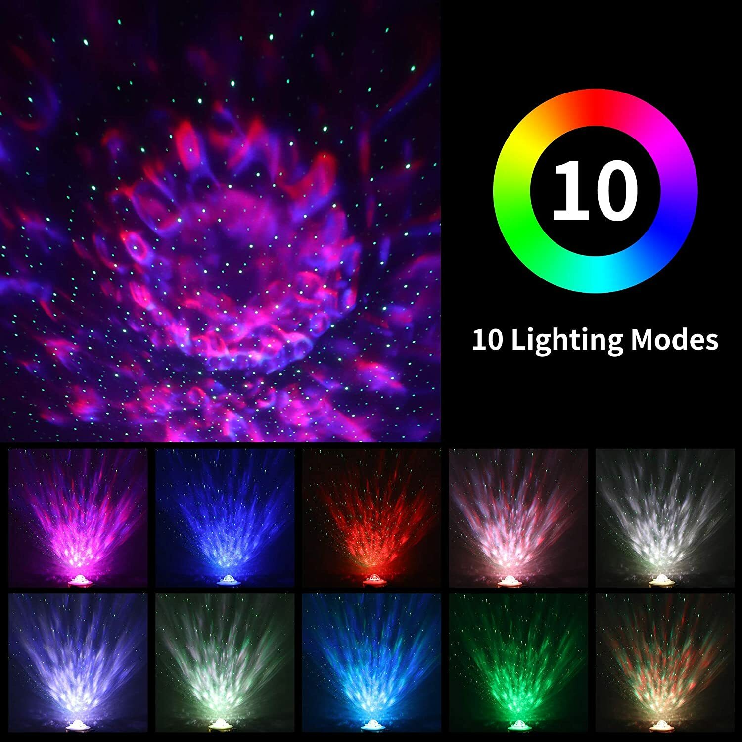 Starry Night Galaxy Projector Night Light LED Nebula Cloud Bluetooth Speaker-image