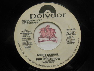 Promo! Philip Darrow   Night School / Same, 45 RPM VG (BB)