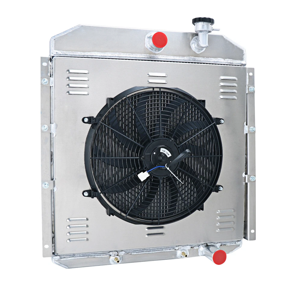 3 Rows Aluminum Radiator Shroud 16" Fan Relay For 1955-1959 GMC Truck 4.4L/6.1L Foto 4 de 4