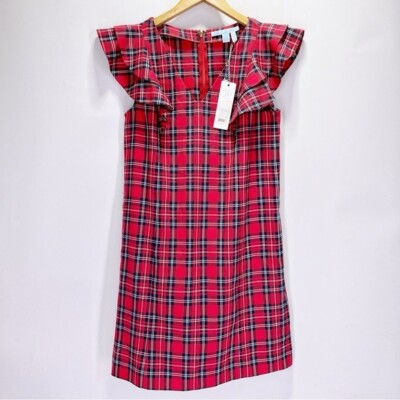 Draper James Size 2 Red Plaid Ruffle Shoulder Shift Dress V Neck Holiday Mini | eBay Draper James Size 2 Red Plaid Ruffle Shoulder Shift Dress V Neck Holiday Mini | eBay