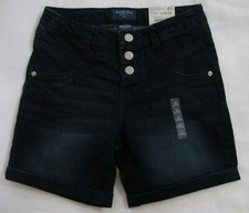 NEW Girl's Arizona Midi Denim Shorts Dark Wash Blue Size 12 Adjustable Waist