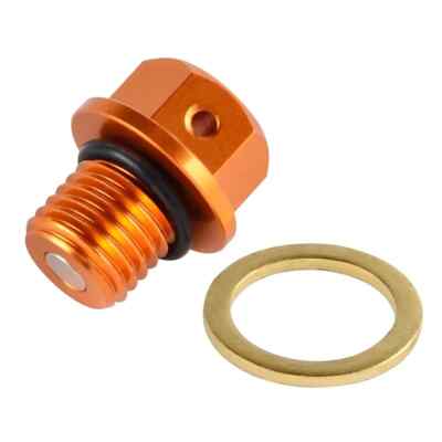 Rippin Moto T6 Mag Pro Oil Drain Plug M12 x P1.5mm With Neodymium Magnet Orange