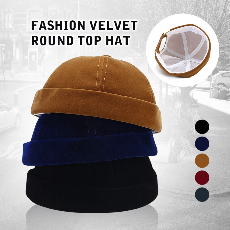 Men Women Velvet Hat Hip Hop Cap Casual Fashion Landlord Brimless
