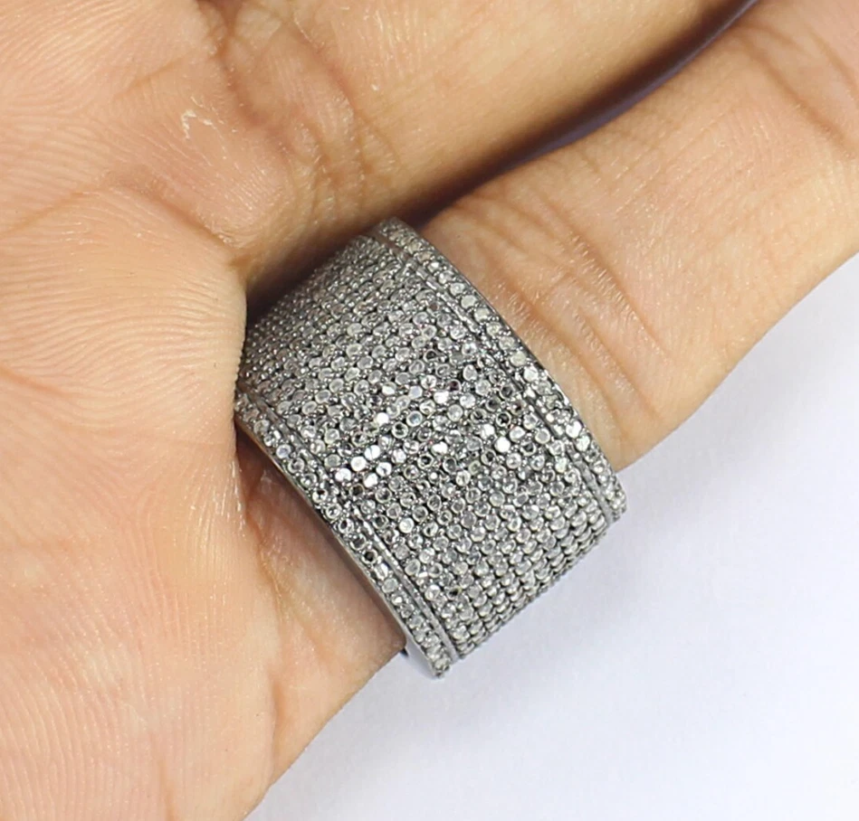 Gorgeous Pave Diamond Eternity Band Ring 925 Silver Diamond Ring For Womens - Image 2 of 4