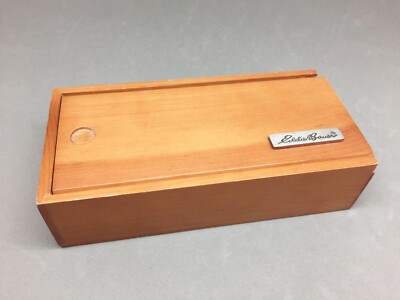 Eddie Bauer Watch Box Only Wood Slide Top 6 1/2'' x 3 1/8'' Storage Advertising