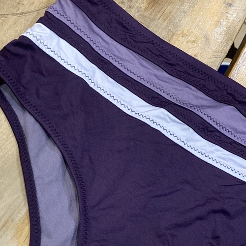 Parte inferior de bikini de pierna alta a rayas moradas Mossimo para mujer talla pequeña nueva sin etiquetas - Imagen 2 de 5