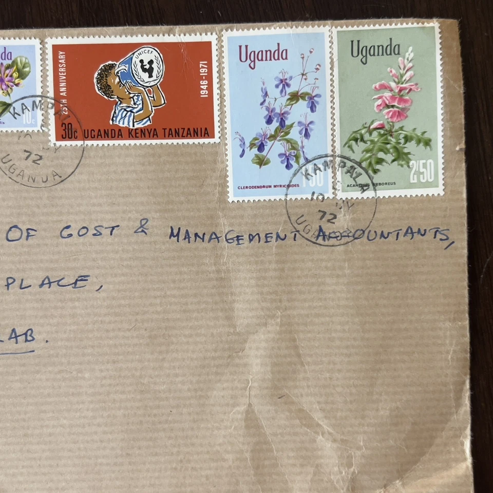 Kampala Uganda 1972 registrada cubierta larga enviada a Londres Reino Unido Gran Bretaña Foto 2 de 4