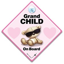 Grandchild On Board Sign, Baby On Board Sign, Baby Wearing Sunglasses Car Sign