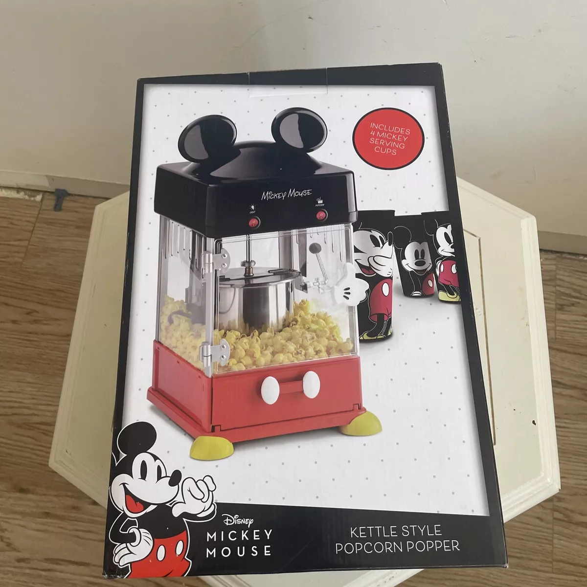 Disney Mickey Mouse Kettle Corn Popcorn Popper 4 Serving Containers  Included new