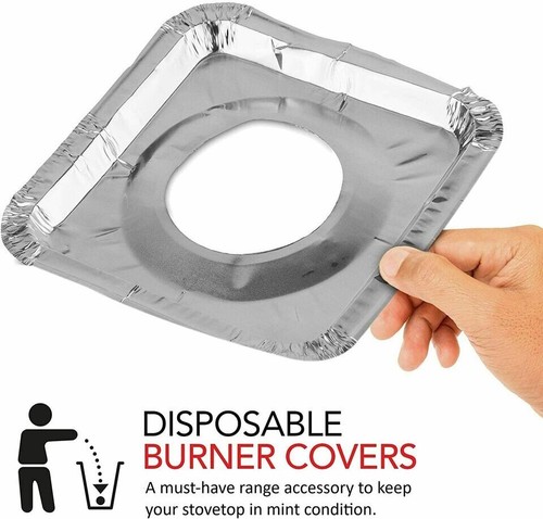 40 Stck. Aluminiumfolie Quadratisch Gasbrenner Einweg Lätzchen Auskleidungen Herdabdeckungen 8,5" - Bild 3 von 5