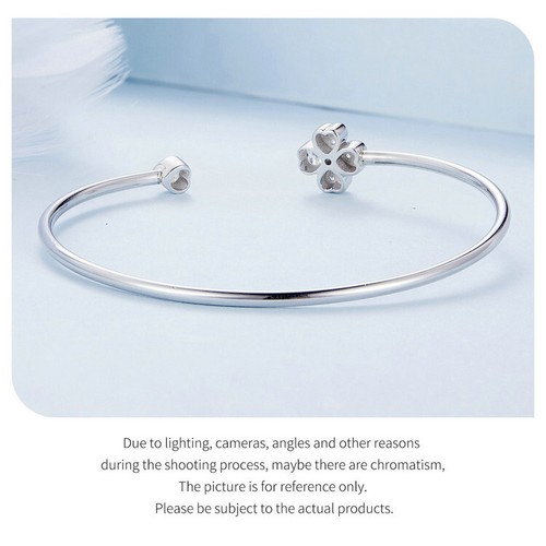 Voroco Women Fashionable 925 Sterling Silver Four-Leaf CZ Bracelet Chain Jewelry - Picture 15 of 16