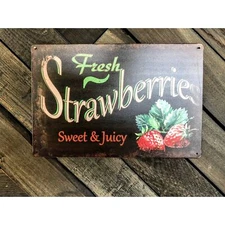 Fresh Strawberries Sign - Sweet & Juicy