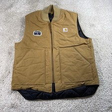 Carhartt Vest Men Large VQ186 Canvas Quilted Insulated Workwear Embroidered