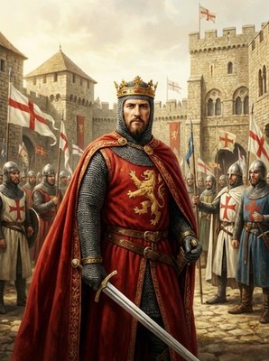 KING RICHARD THE LION HEART ARIVED IN JORDEN 10x8 inch print.