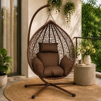 Rattan Swing Egg Chair Foldable Garden Hanging In/Outdoor Patio Hammock w/ Stand