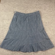 Avenue Jeans Women’s Blue Denim Patch Design Ankle Skirt Size 18 W Flair Bottom