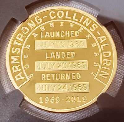 2019 1oz Gold Apollo 11 50th Anniversary Robbins Medal Gem Proof