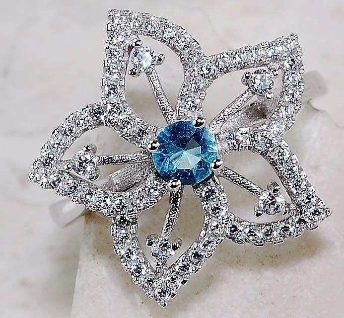 1CT  Aquamarine 925 Solid Sterling Silver Ring Jewelry Sz 8 L1-5