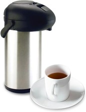 Image of STAINLESS STEEL AIRPOT FLASK THERMOS DRINKING SERVING FLASKS 3L 5L MULTI PURPOSE