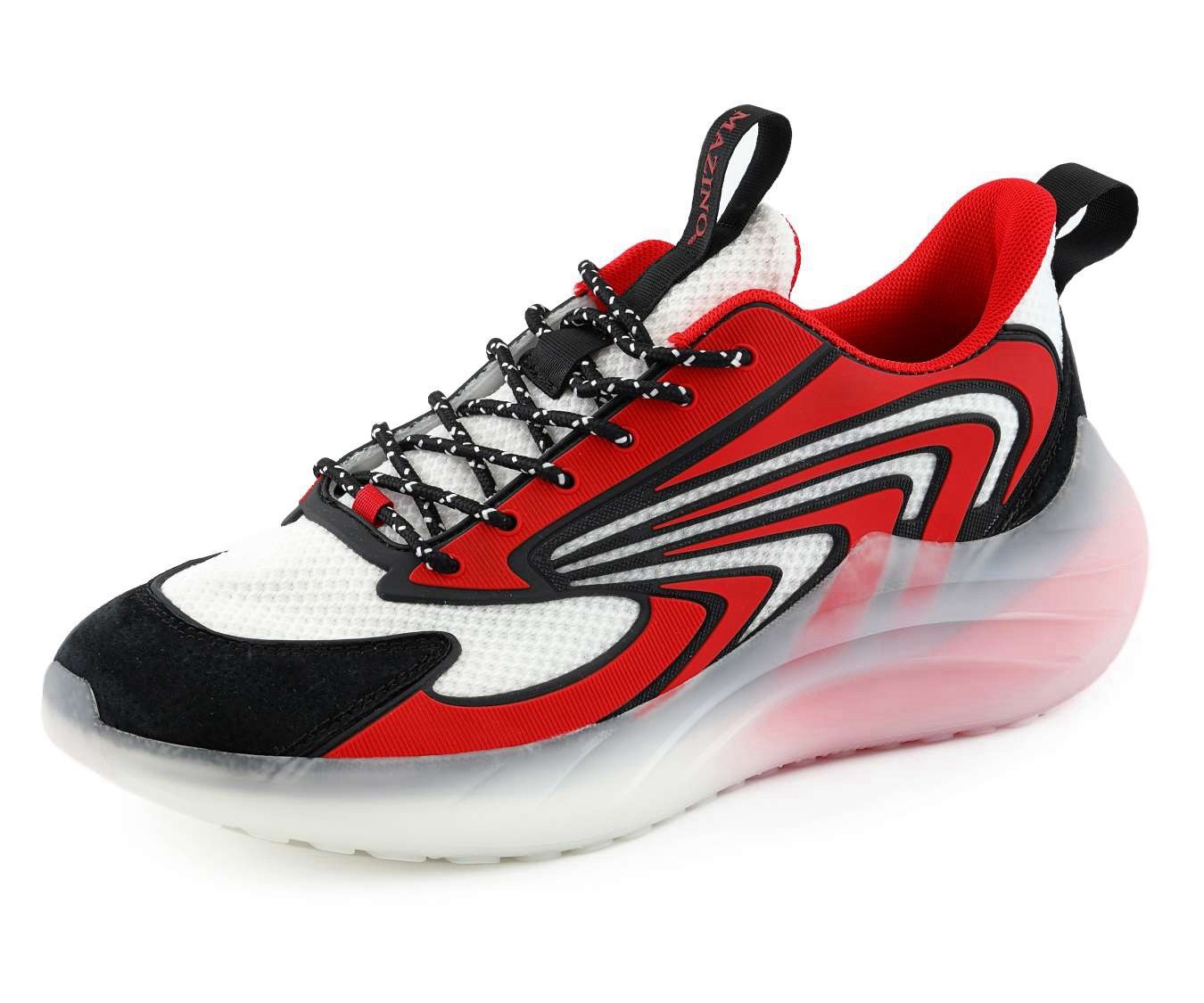 SAOLA Mazino US 11 Uomo Rosso Bianco Nero Comfort Retro Runner Streetwear Krypton NUOVO