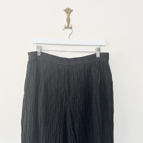 Grizas Linen Silk Crinkle Trousers XL UK 16 W34 Black Straight Leg Lagenlook - Picture 4 of 10