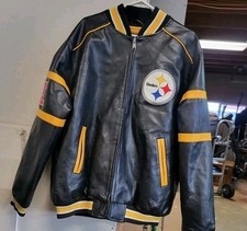 Vintage Pittsburgh Steelers Faux Leather Full Zip Jacket Men's Size: XL  READ