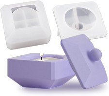 Square Silicone Resin Mold with Lid, Epoxy Casting Box Jar Mold for Jewelry Pend