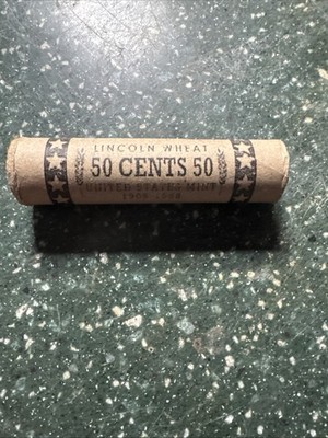 Old Wheat Cent Lincoln Penny Machine Wrapped Roll