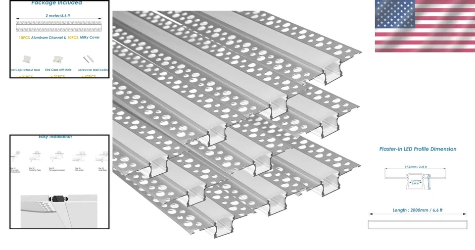 Architectural LED Aluminum Profile 10-Pack - Image 2 of 4