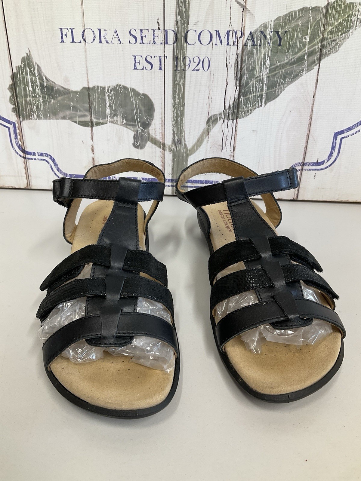 SAOLA Sandali aperti Hotter SOL Comfort Concept in pelle nera con punta aperta UK 4 5 EUR 37 5