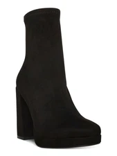 STEVE MADDEN Womens Bone Black Macayla Round Toe Block Heel Zip-Up Booties 10 M