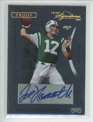 JOE NAMATH AUTO 2004 PLAYOFF PRIME SIGNATURES PROOF GOLD 12/12 JERSEY # 1/1