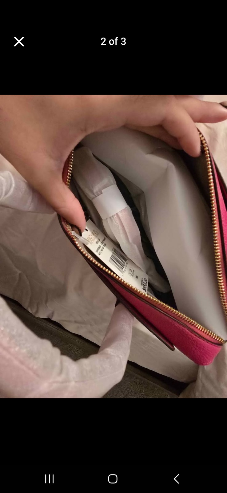 Michael Kors Pebbled Leather Pink Fuchsia Top Handle Bag Logo Accent Women's thumbnail 2