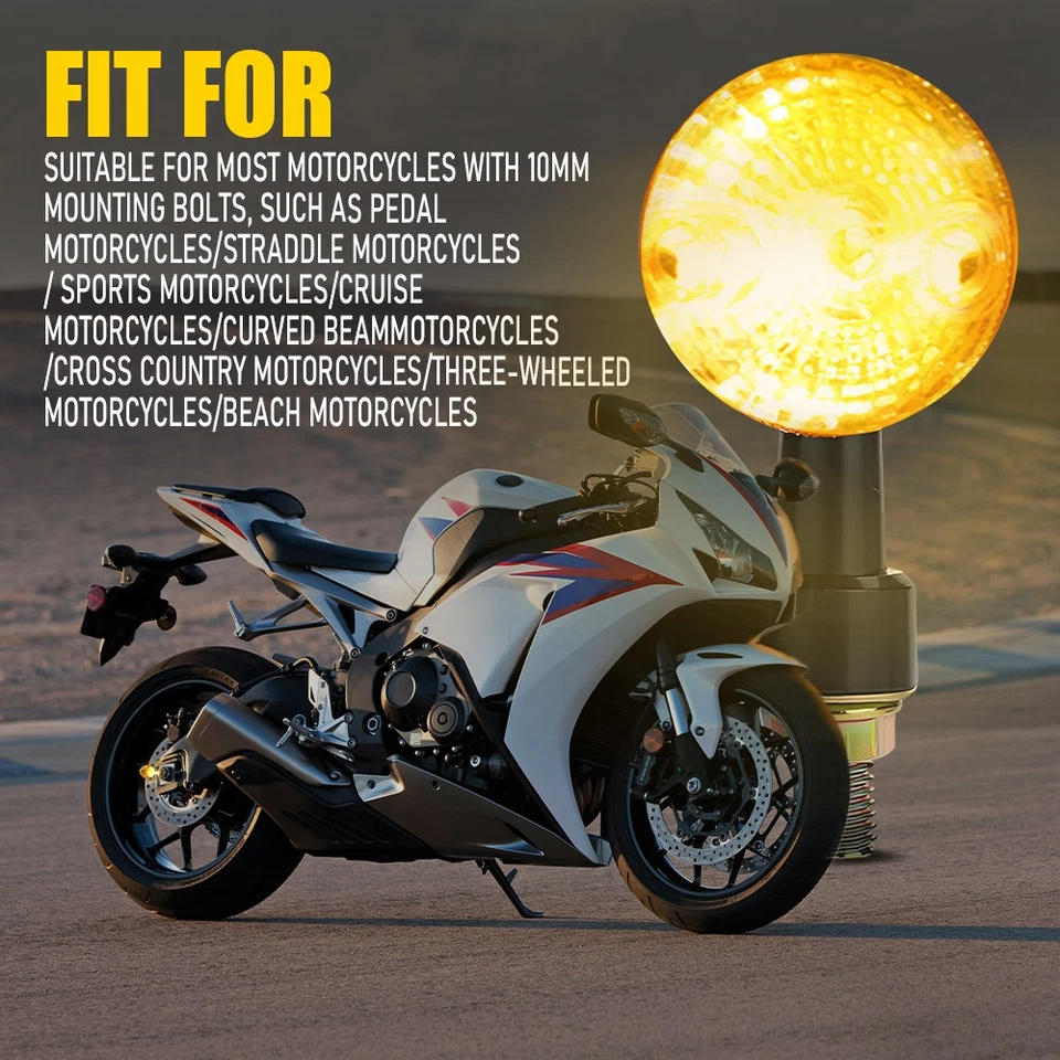 Universal 4pcs Mini Motorcycle Amber  Turn Signals Light Bright Black - Image 2 of 4