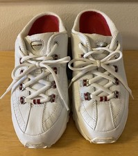 VNTG Skechers Sports White Leather Slip On 90 s Chunky Platform Red Accents W 9