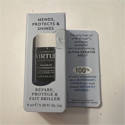 Virtue Healing Oil 0.30 fl oz Sample Size, Alpha Keratin 60ku, Shine & Repair