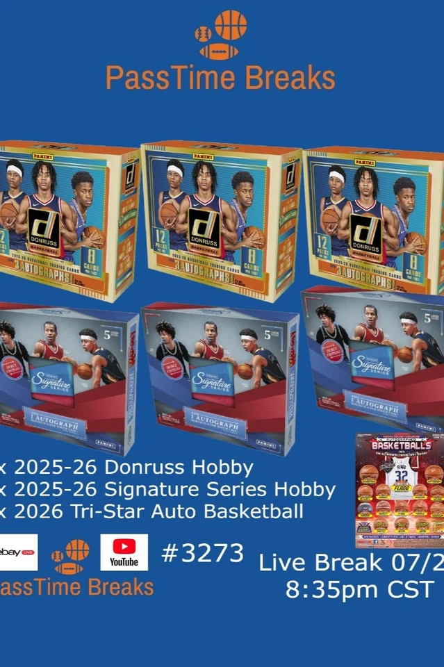 2025-26 DONRUSS SIGNATURE SERIES BASKETBALL 6x Hobby Box Mix PYT BREAK 3273