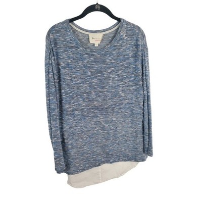 Two By Vince Camuto Blouse Small Womens Blue Long Sleeve Crew Neck Pullover Casu