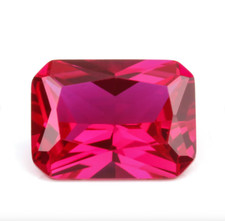 Lab Created Ruby Corundum Octagon Faceted AAA Loose Gemstones 6x4mm - 16x12mm 