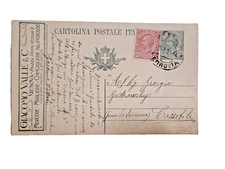 C.P. pubbl. GIACOMO VALLE & C. Cent. 15 Leoni mill. 20 used rare