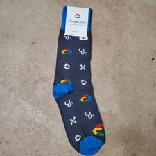 Google Cloud Socks Adult OS Blue Sock Club Novelty Logo Computer Tech Nerd New