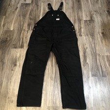 Round House Bib Overalls Men's 48x31 Back Double Knee Carpenter Made USA STAIN