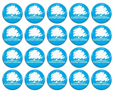 20x Konservative Konservative Partei Tory 25 mm / 1 Zoll D Pin Button Anstecker