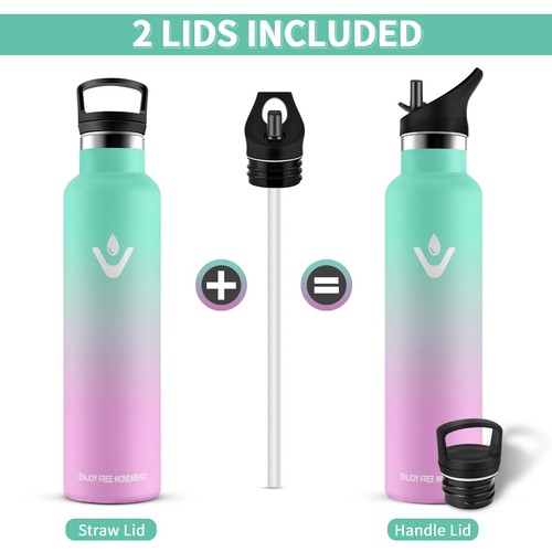 Termos 1L, bez BPA, butelka do picia ze stali nierdzewnej ze słomką, próżniowa... - Zdjęcie 3 z 7