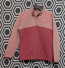 Orvis Women's Outdoor Quilted Snap Pink Color Block Sweater Size S A18