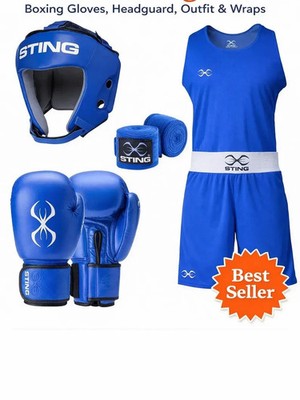 Sting Boxing Set   Boxing Gloves, Headgear, Vest & Shorts Kids Boxing Gear